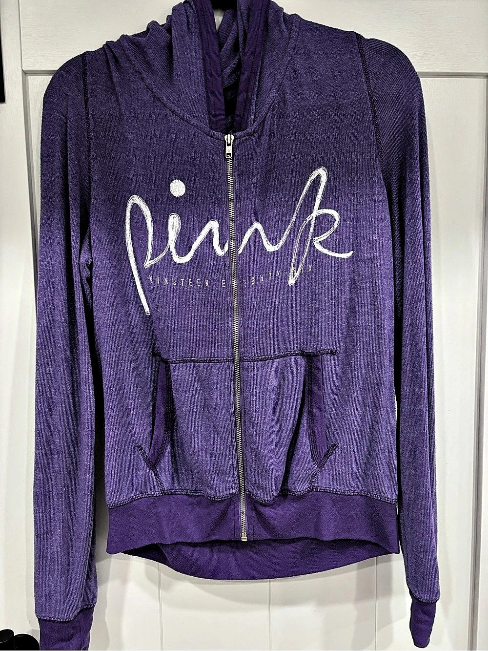 PINK Purple Zip Hoodie Size Medium Like New